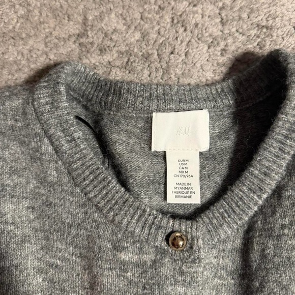 Gray Short Sleeve Button-Up Sweater - Picture 4 of 4